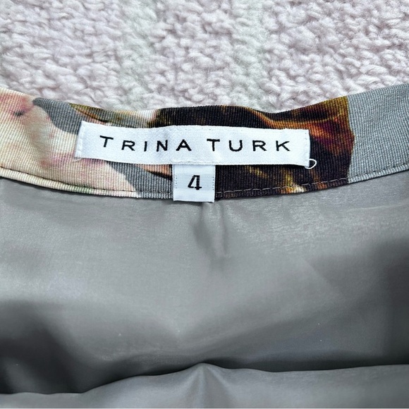 Trina Turk Full Midi Skirt Moody Floral Size 4 Fall Autumn Cocktail Party - Picture 3 of 14